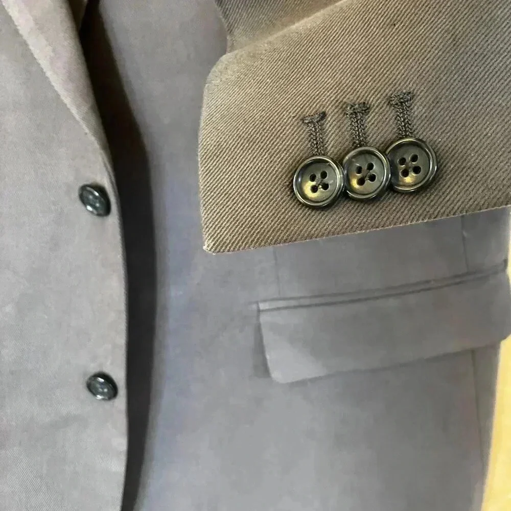 Banana Republic Mens Vintage Y2K Cotton Two Button Blazer Jacket 44R Gray SP EXC